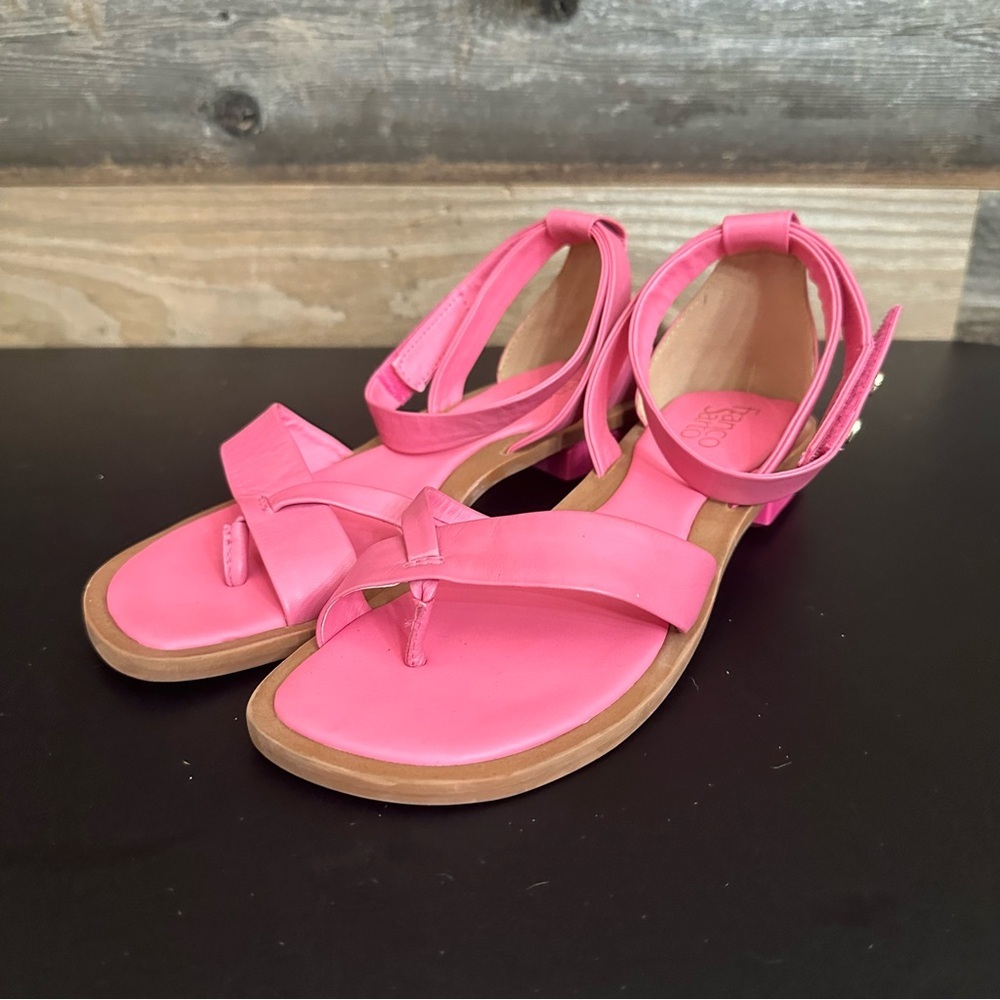 Franco Sarto Sandal Parker Ankle Strap Pink Leather Women 9M Spring Shoes NEW - Picture 1 of 8